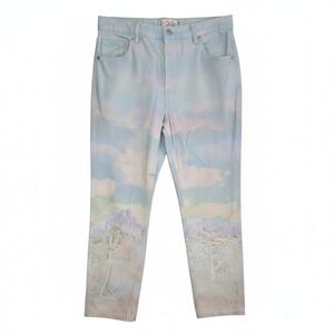 We The Free Desert Print Button Fly Jeans Womens 29 Pastel Landscape Cactus